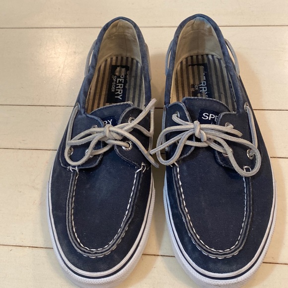 Men’s fabric Sperry Topsider in navy. Size 9 - Picture 1 of 6